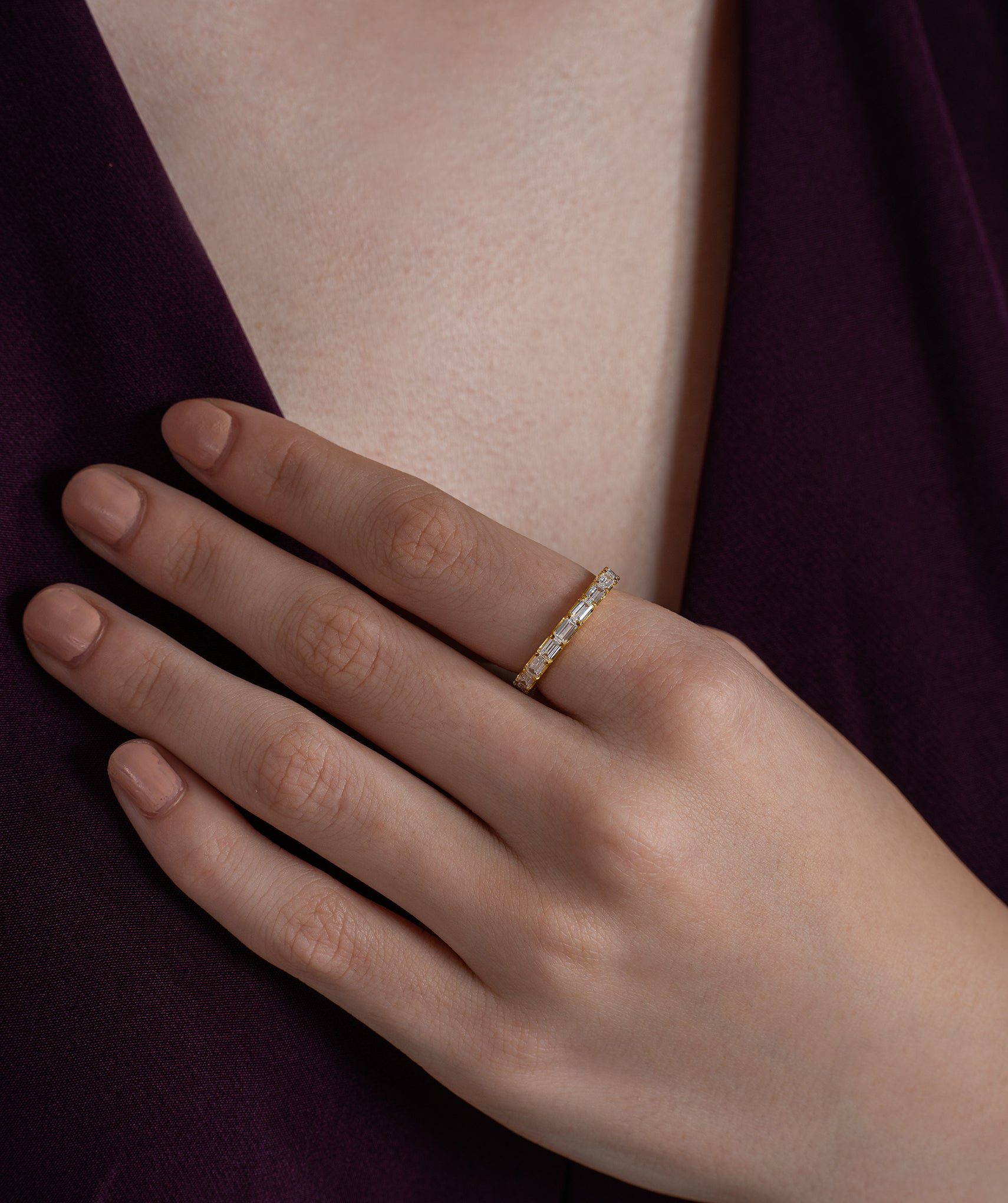 18K Gold Vermeil Emerald-Cut Eternity Band