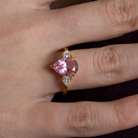 Pear and Heart Three Stone Ring