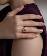 Pear and Heart Three Stone Ring