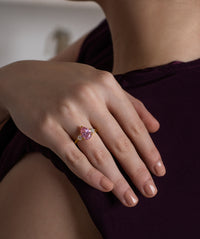 Pear and Heart Three Stone Ring