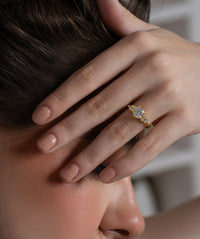 Round Solitaire Scattered Cluster Ring