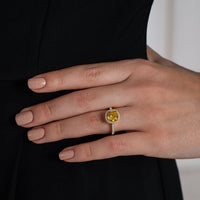 Yellow Cushion Cut Halo Pavé Ring