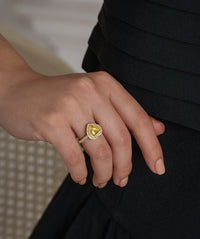 Heart Cut Double Halo Statement Ring
