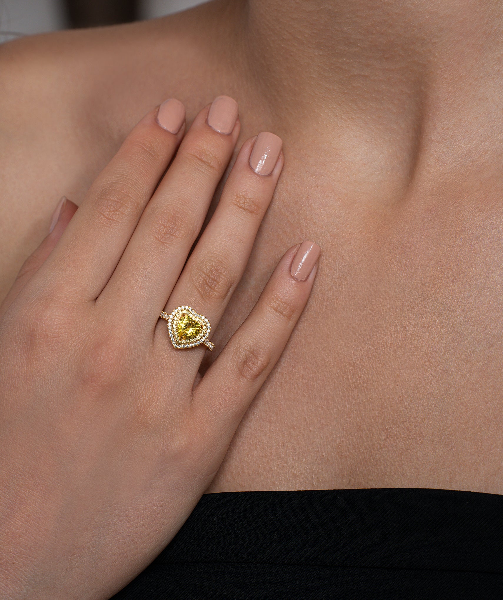 Yellow Heart Halo Ring