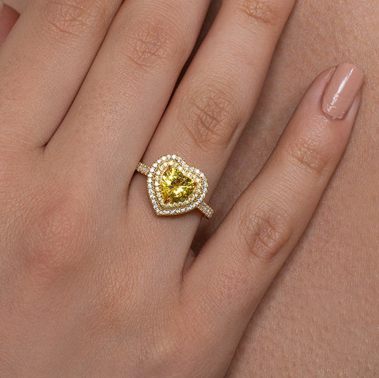 Yellow Heart Halo Ring