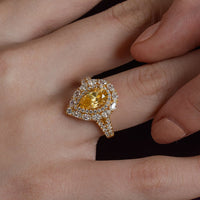Teardrop Double Halo Statement Ring