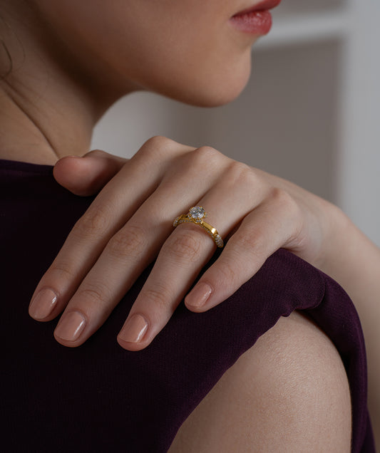 Petal Prong Round Solitaire Ring