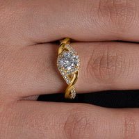 Entwined Halo Round Solitaire Ring