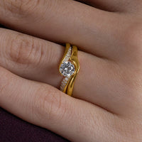 Bypass Solitaire and Curved Band Ring Set