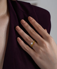 Bypass Solitaire and Curved Band Ring Set