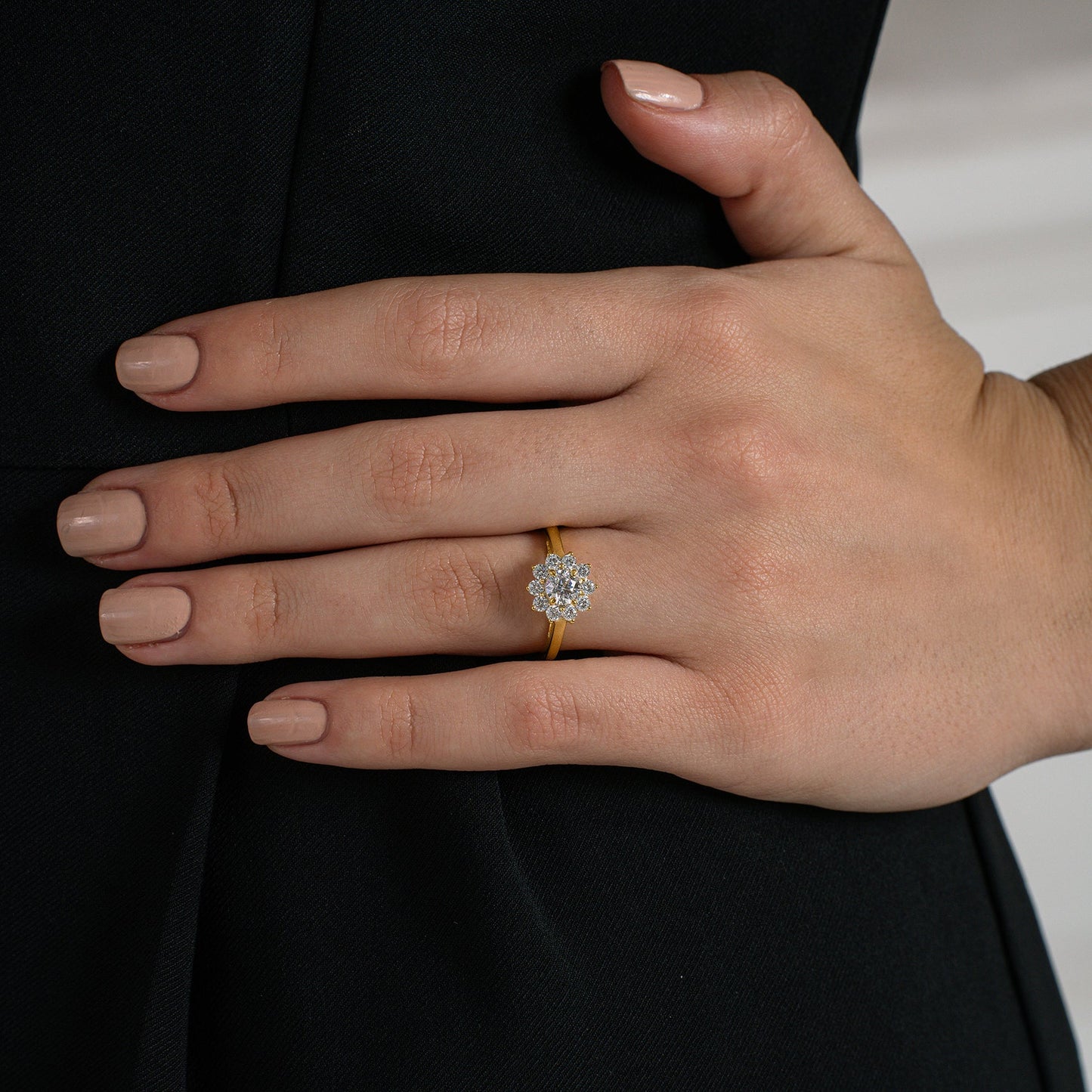 Sparkling Floral Cluster Ring