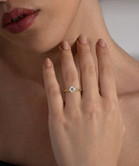 Cushion Solitaire Pave Crown Ring