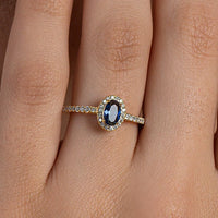 Sapphire Halo Pave Ring
