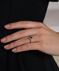 Sapphire Halo Pave Ring