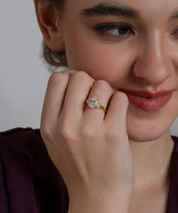 Oval Trio Offset Three Stone Ring