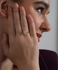 Oval Trio Offset Three Stone Ring