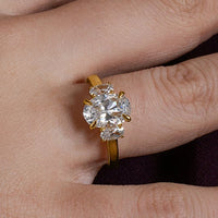 Oval Trio Offset Three Stone Ring