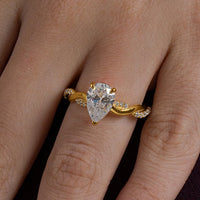 Pear Cut Twisted Vine Solitaire Ring