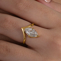 Tilted Marquise Wishbone Solitaire Curve Ring