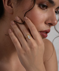 Tilted Marquise Wishbone Solitaire Curve Ring