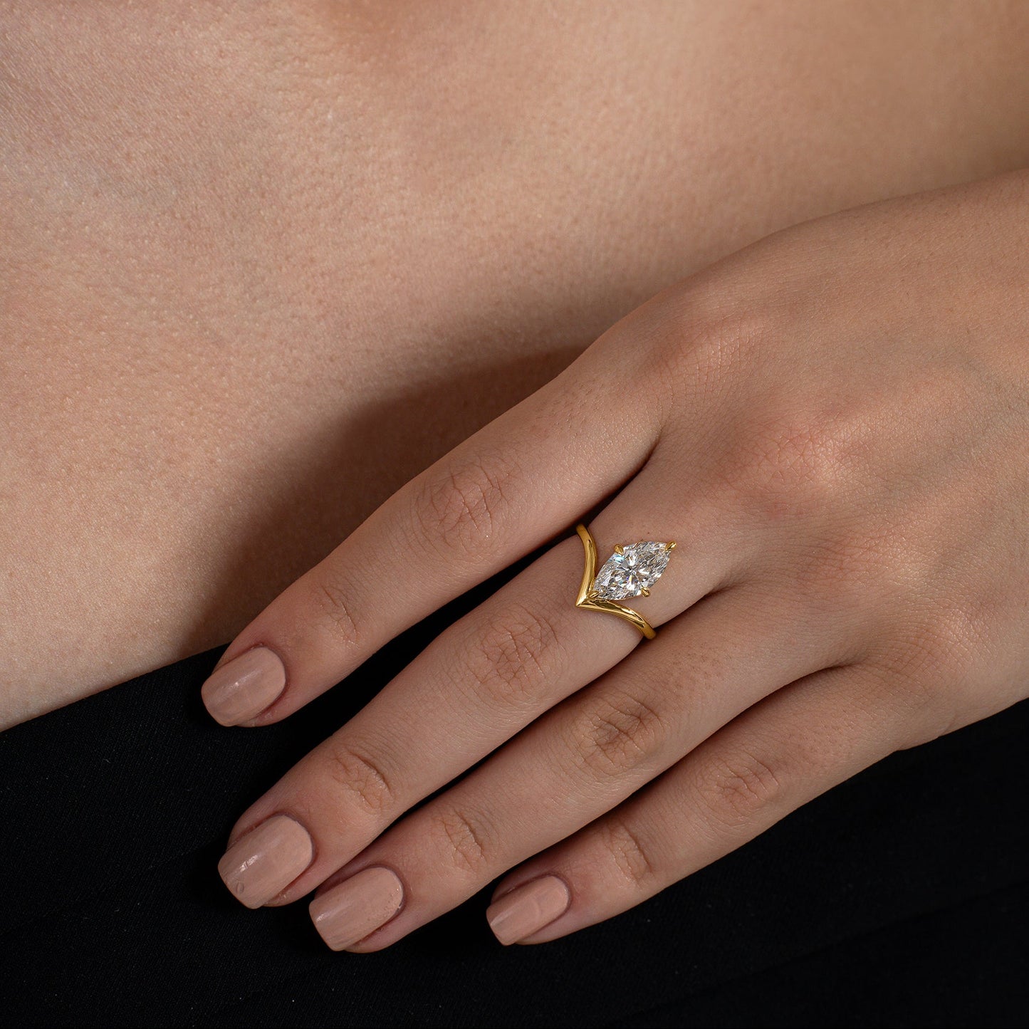 Marquise Solitaire Wishbone Ring