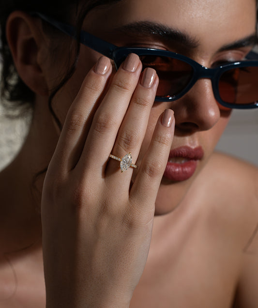 Marquise Pave Solitaire Ring