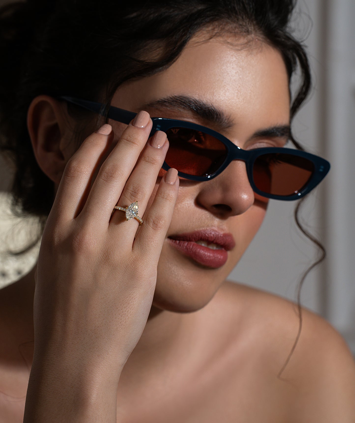 Marquise Pave Solitaire Ring