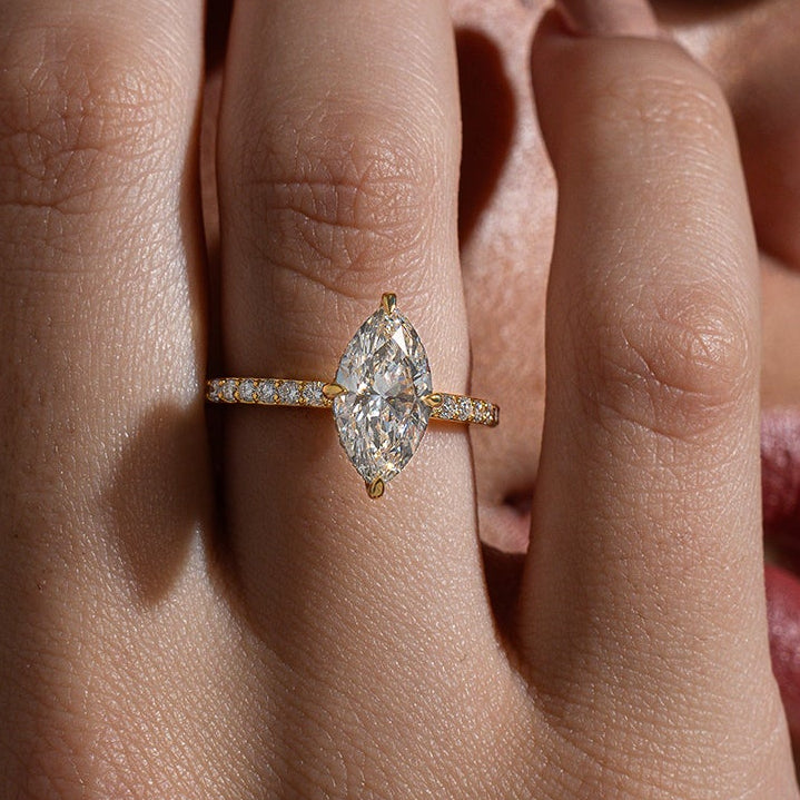 Marquise Pave Solitaire Ring