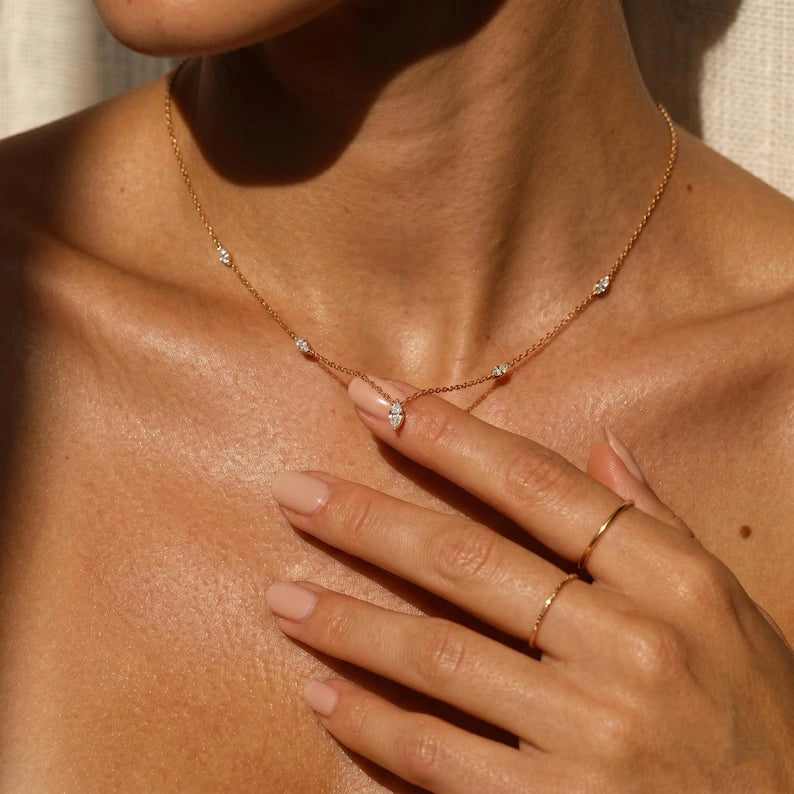 Marquise Cut Station Necklace