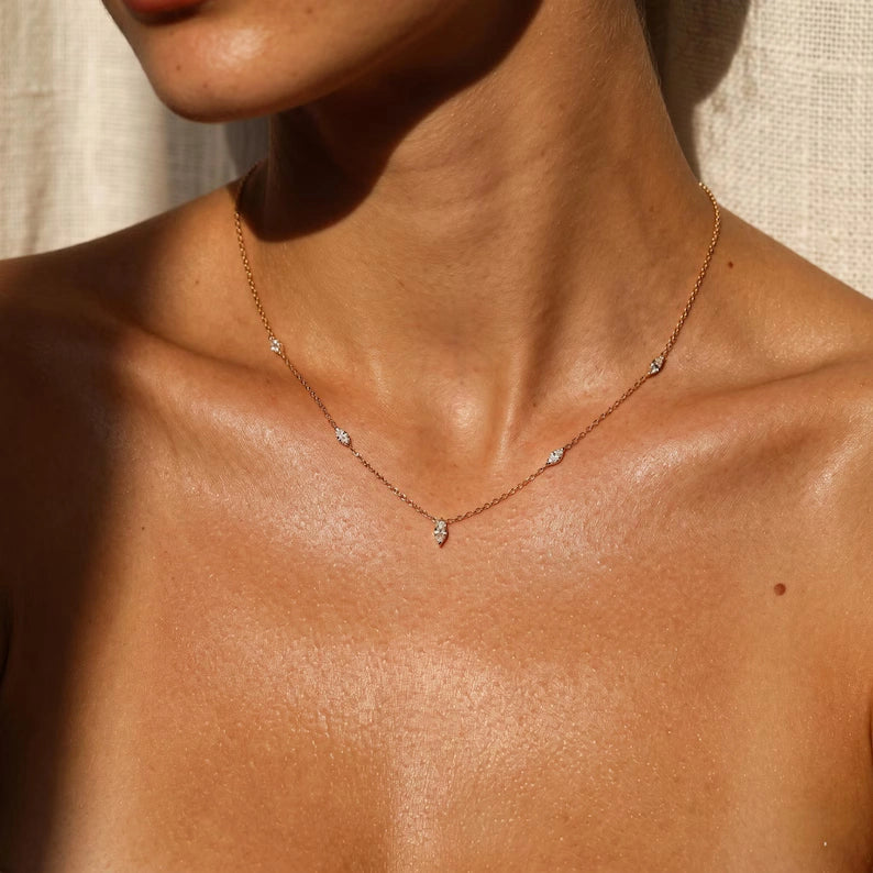 Marquise Cut Station Necklace