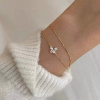 Marquise Round Butterfly Charm Bracelet