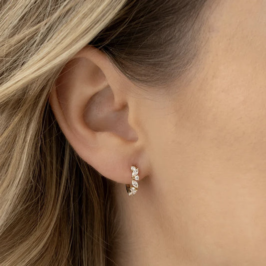 Scattered Marquise Cluster Huggie Hoops