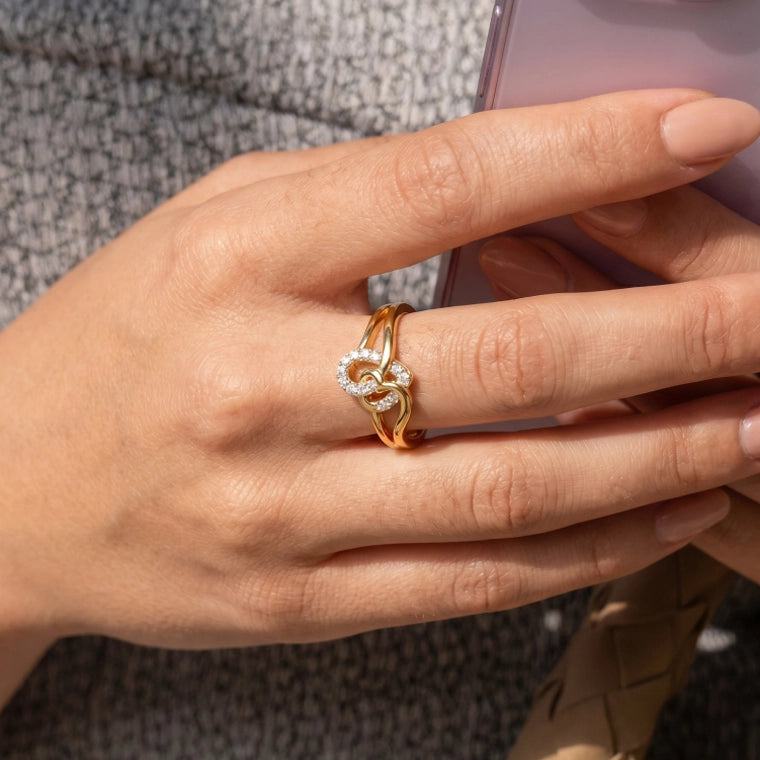 Stardust Stack Ring: Triple-Band 18K Gold Vermeil with Moissanite