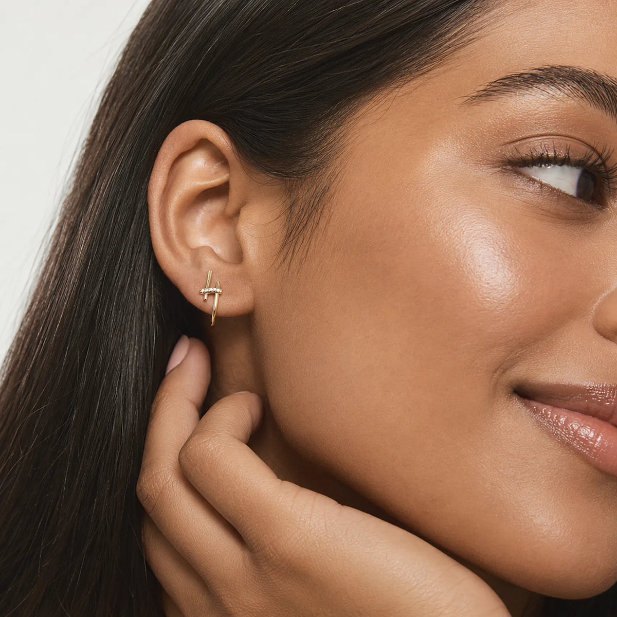 Modern Bar Cross Hoop Earrings