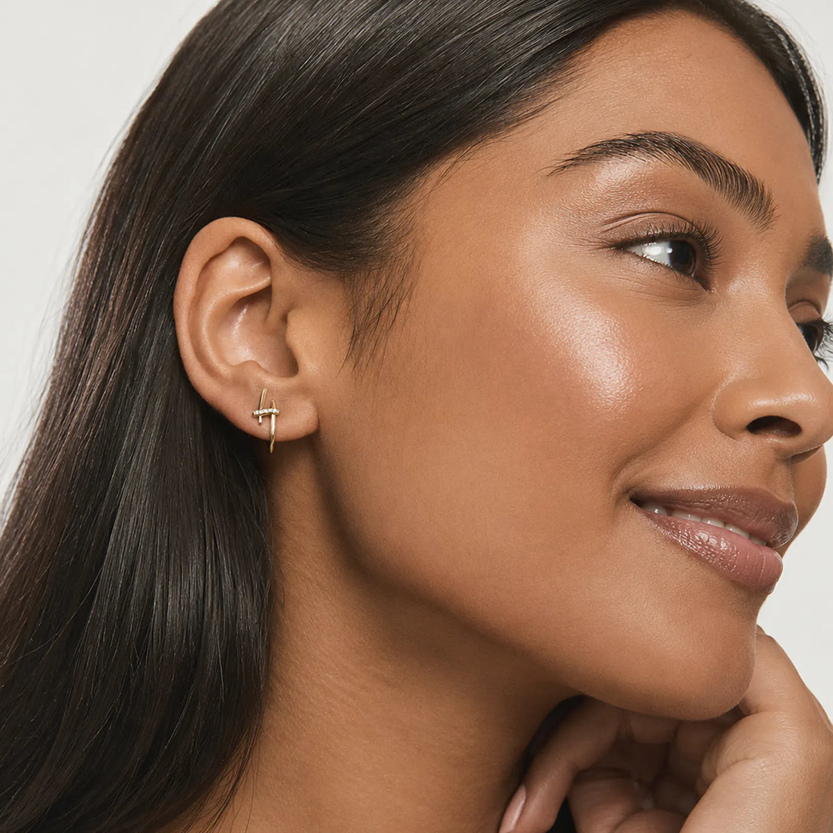 Modern Bar Cross Hoop Earrings