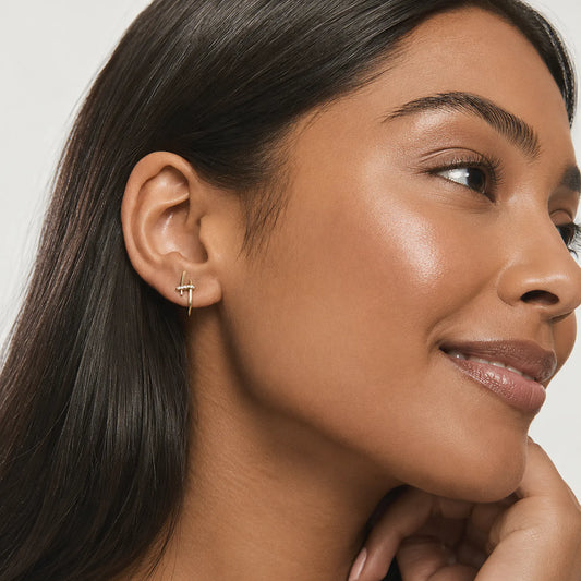 Modern Bar Cross Hoop Earrings