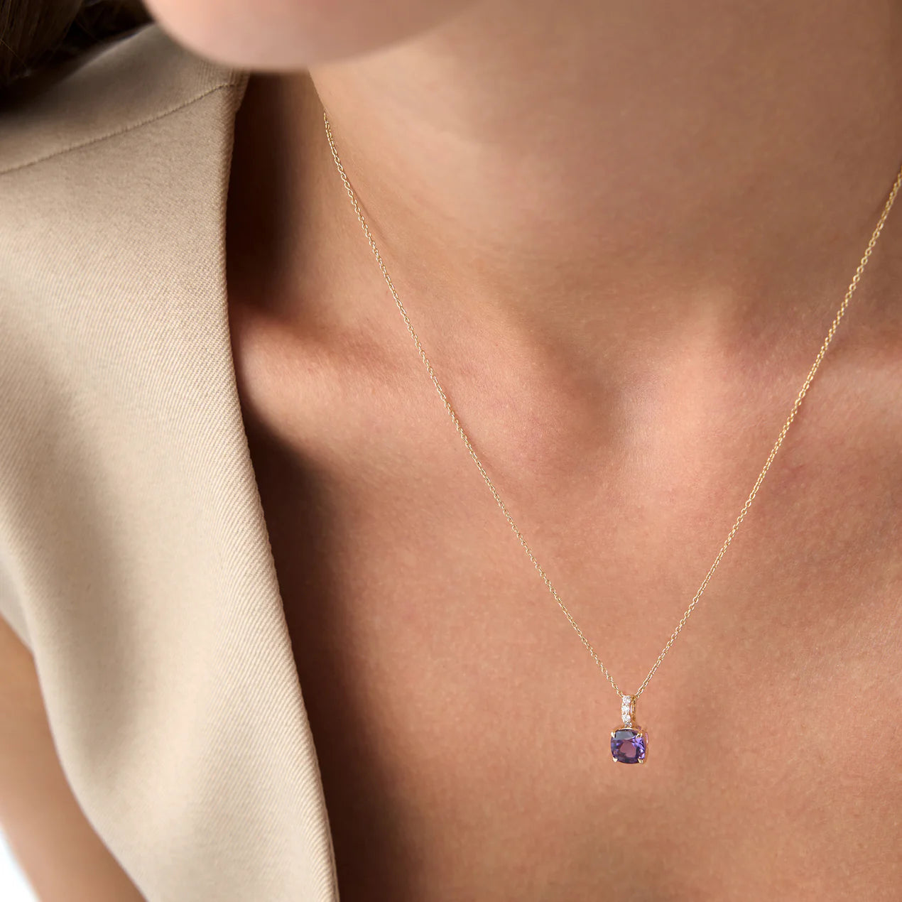 Cushion Cut Pendant Necklace