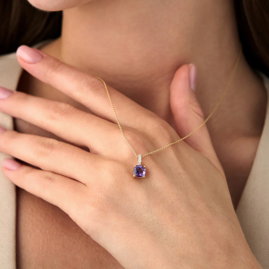 Cushion Cut Pendant Necklace