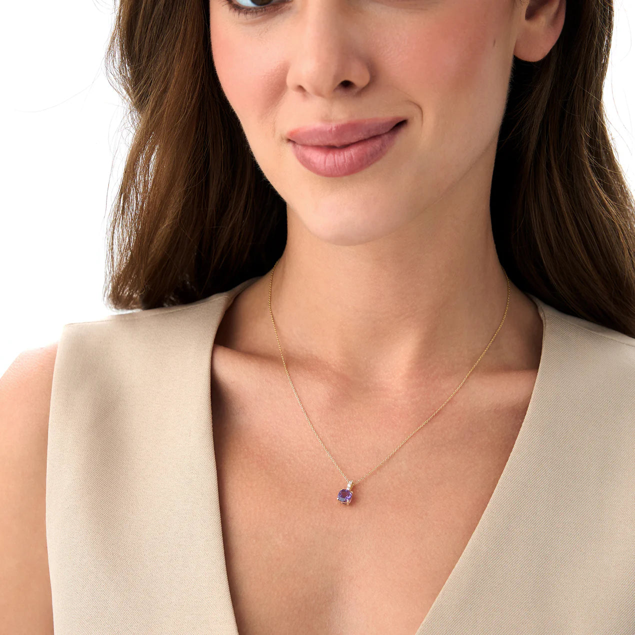 Cushion Cut Pendant Necklace