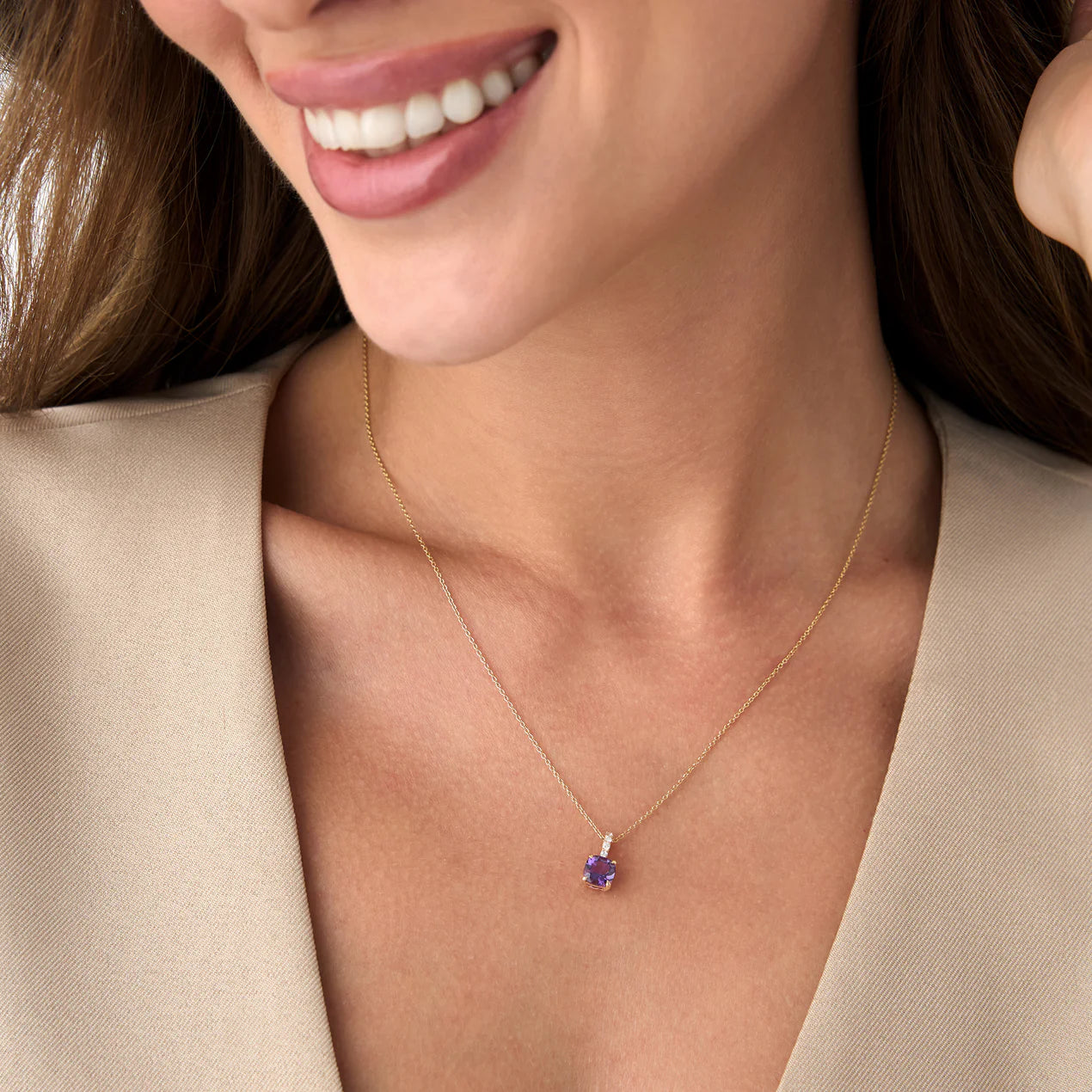 Cushion Cut Pendant Necklace
