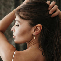 North Star Oval Medallion Huggie Drop Earrings