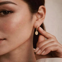 North Star Oval Medallion Huggie Drop Earrings