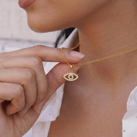 Open Cut Out Evil Eye Pendant Necklace