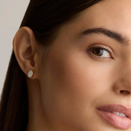 Oval Cut Solitaire Stud Earrings