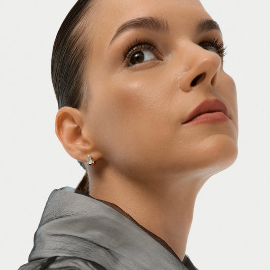 Pear Cut Bezel Solitaire Hoop Earrings