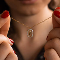 Pavé Oval Initial Pendant Necklace