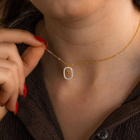 Pavé Oval Initial Pendant Necklace