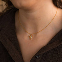 Pavé Oval Initial Pendant Necklace