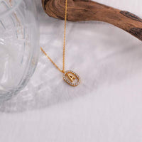 Pavé Oval Initial Pendant Necklace
