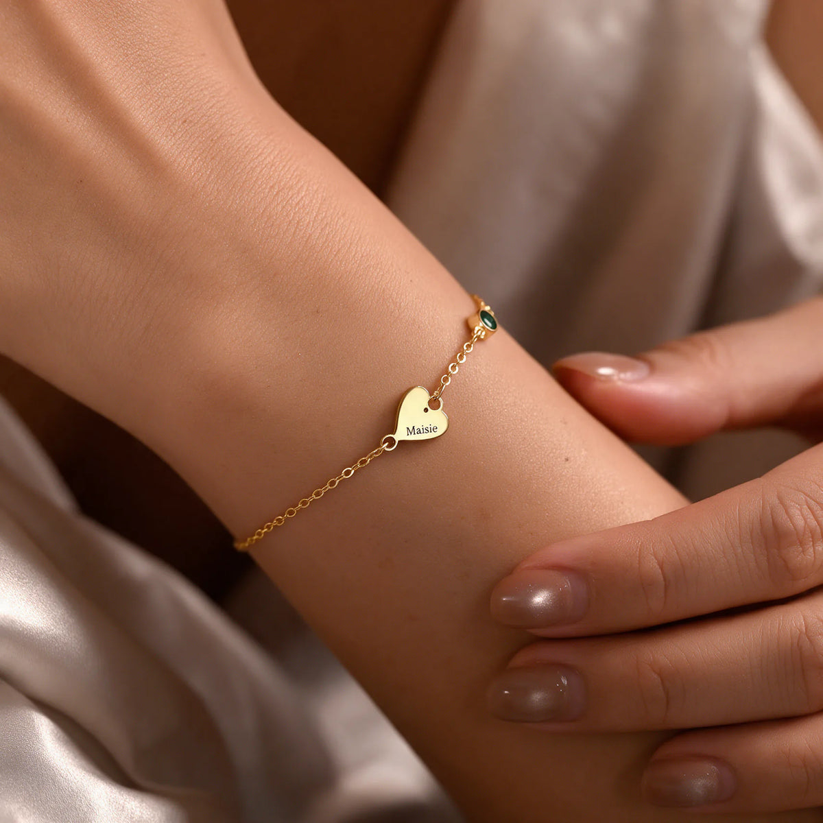 Personalised Name Heart Solitaire Bracelet